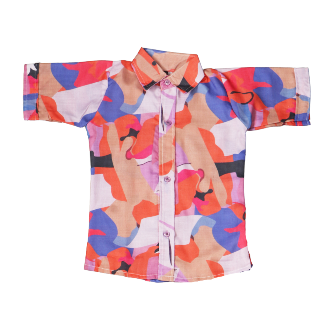 Half Sleeve Button Down Beach Shirt and Shorts Co-Ord Set for Boy and Girl