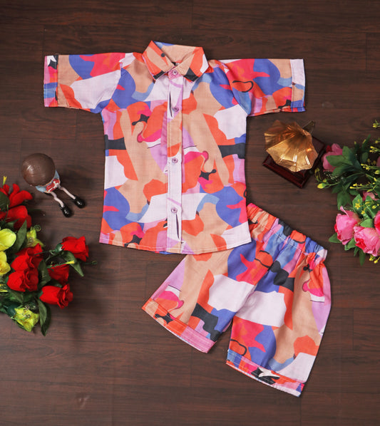 Boys Printed Casual Shirt Half Sleeve Button Down Beach Shirt for Kids