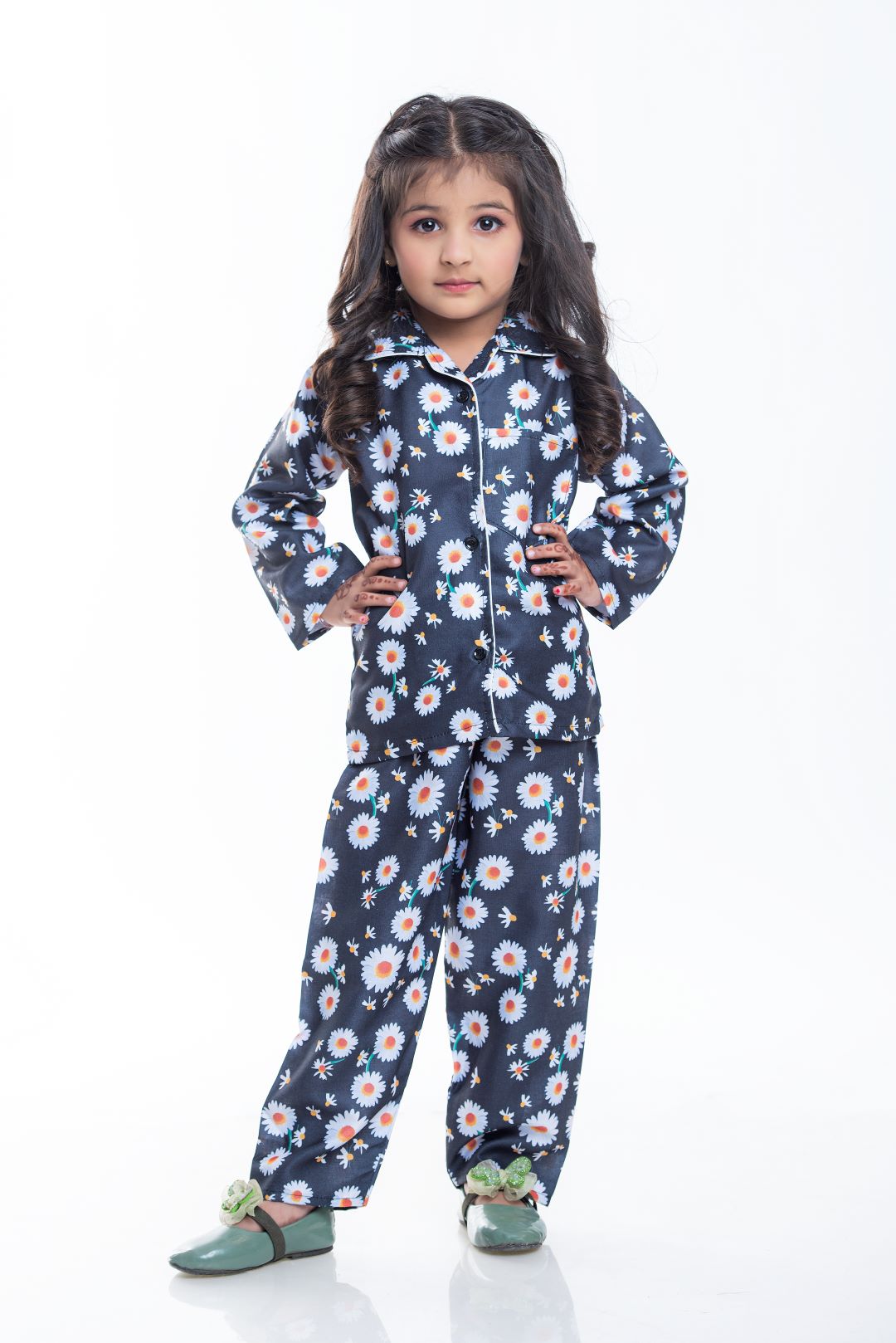 Unisex Printed Pajama Set for Boys and Girls | Night Wear | Top & Pyjama Set Full Sleeve with Pockets for Kids with Buttons (Pure Rayon)