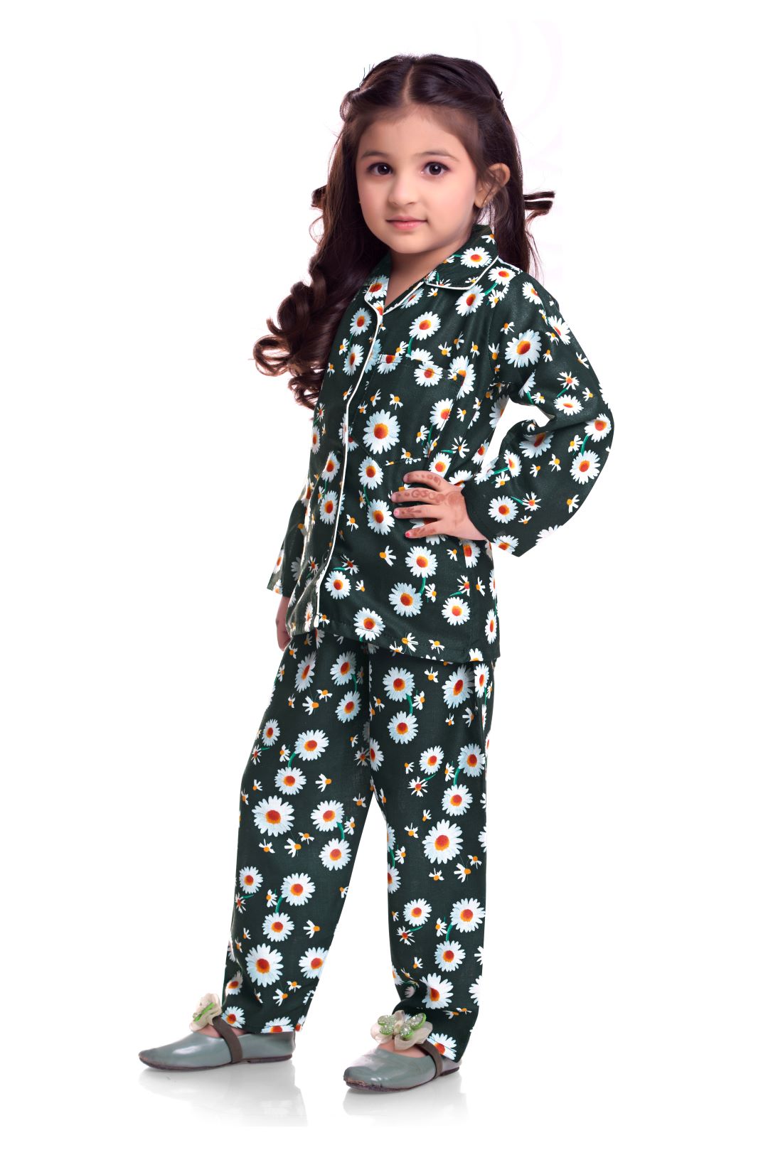 Unisex Printed Pajama Set for Boys and Girls | Night Wear | Top & Pyjama Set Full Sleeve with Pockets for Kids with Buttons (Pure Rayon)