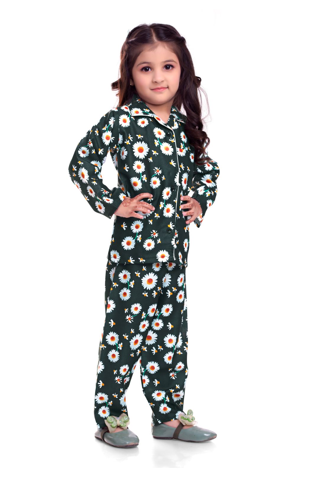 Unisex Printed Pajama Set for Boys and Girls | Night Wear | Top & Pyjama Set Full Sleeve with Pockets for Kids with Buttons (Pure Rayon)