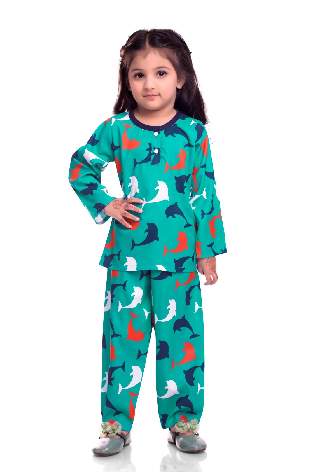 Unisex Printed Pajama Set for Boys and Girls | Night Wear | Top & Pyjama Set Full Sleeve with Pockets for Kids with Buttons (Pure Rayon)