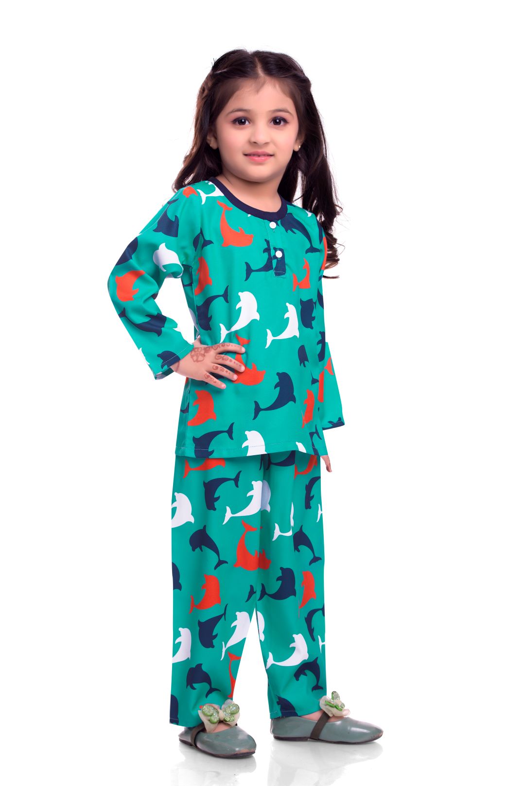 Unisex Printed Pajama Set for Boys and Girls | Night Wear | Top & Pyjama Set Full Sleeve with Pockets for Kids with Buttons (Pure Rayon)