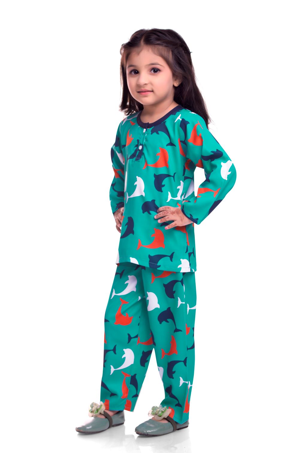 Unisex Printed Pajama Set for Boys and Girls | Night Wear | Top & Pyjama Set Full Sleeve with Pockets for Kids with Buttons (Pure Rayon)