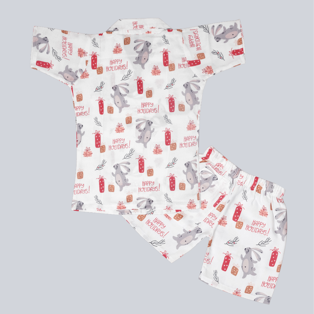 White Casual Shirt Half Sleeve Beach Shirt for Kids