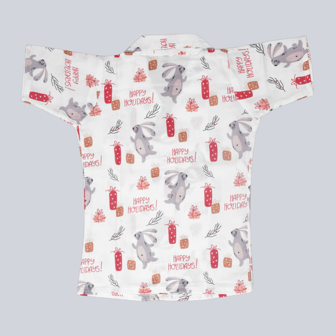 White Casual Shirt Half Sleeve Beach Shirt for Kids